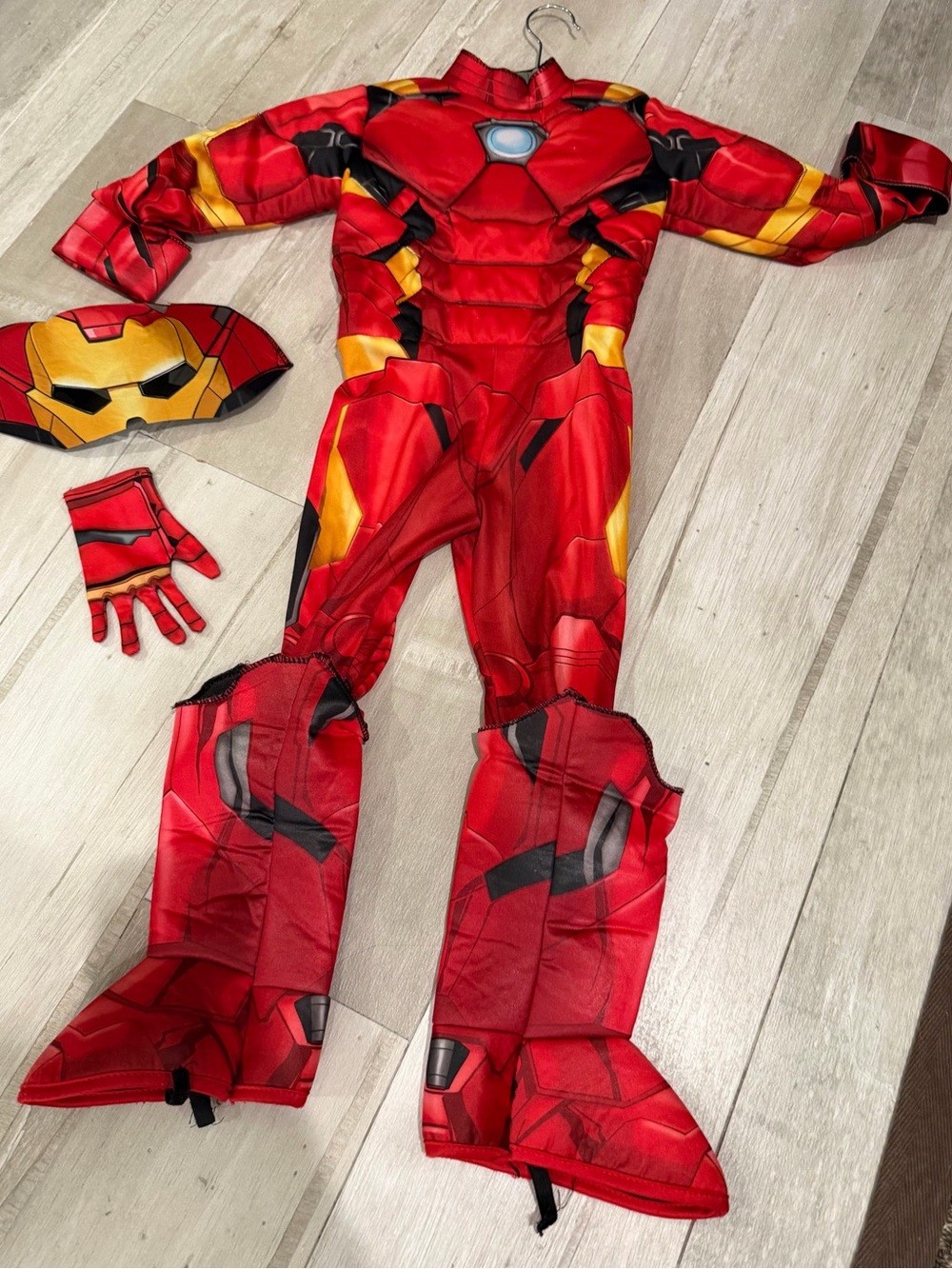 Avengers Kids Red Iron Man Style Muscle Costume with Mask and Gloves